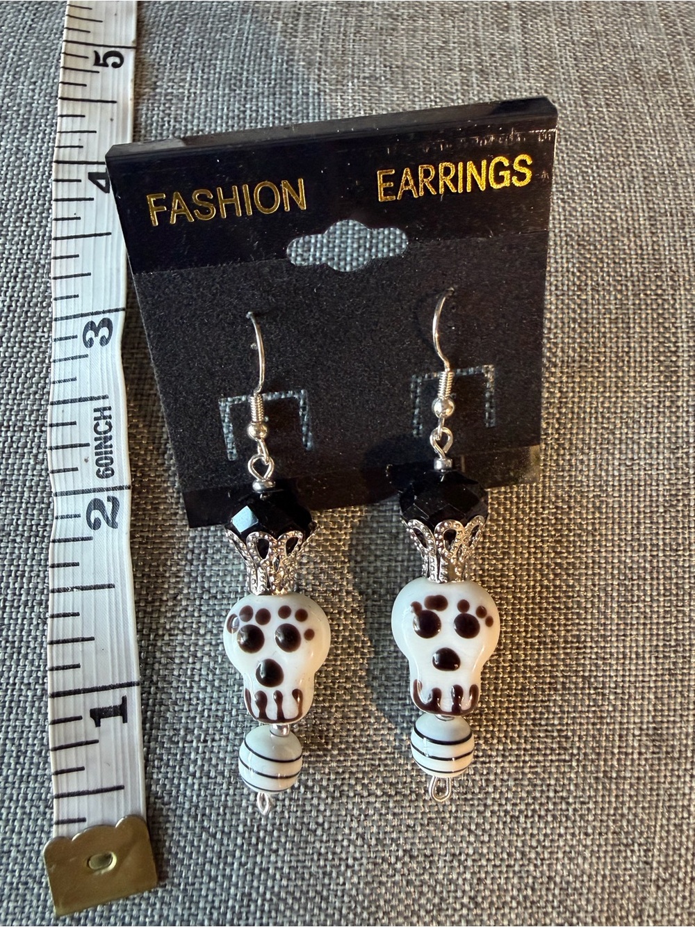 Black & White Skull Drop Earrings